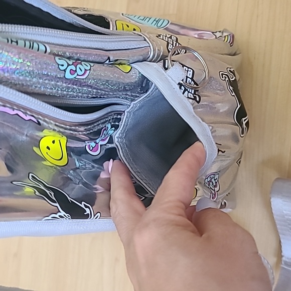 Justice Girls Backpack Bookbag Holo Sticker Silver 16"×12" - Picture 8 of 10